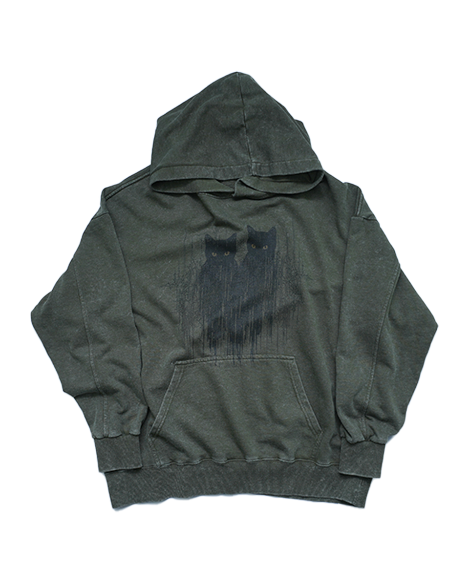 abstract cat pullover parker green