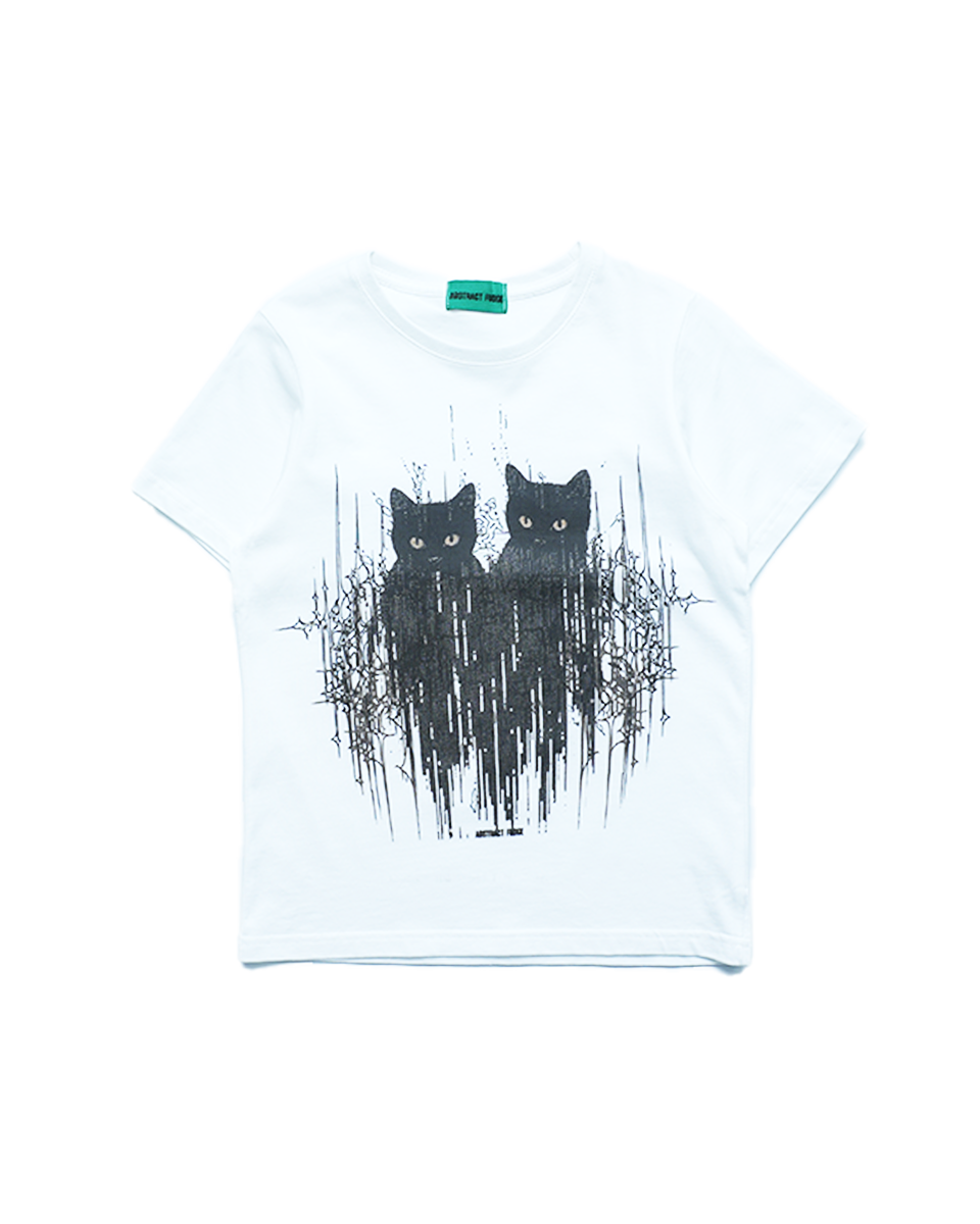 abstract cat  mini Tee white