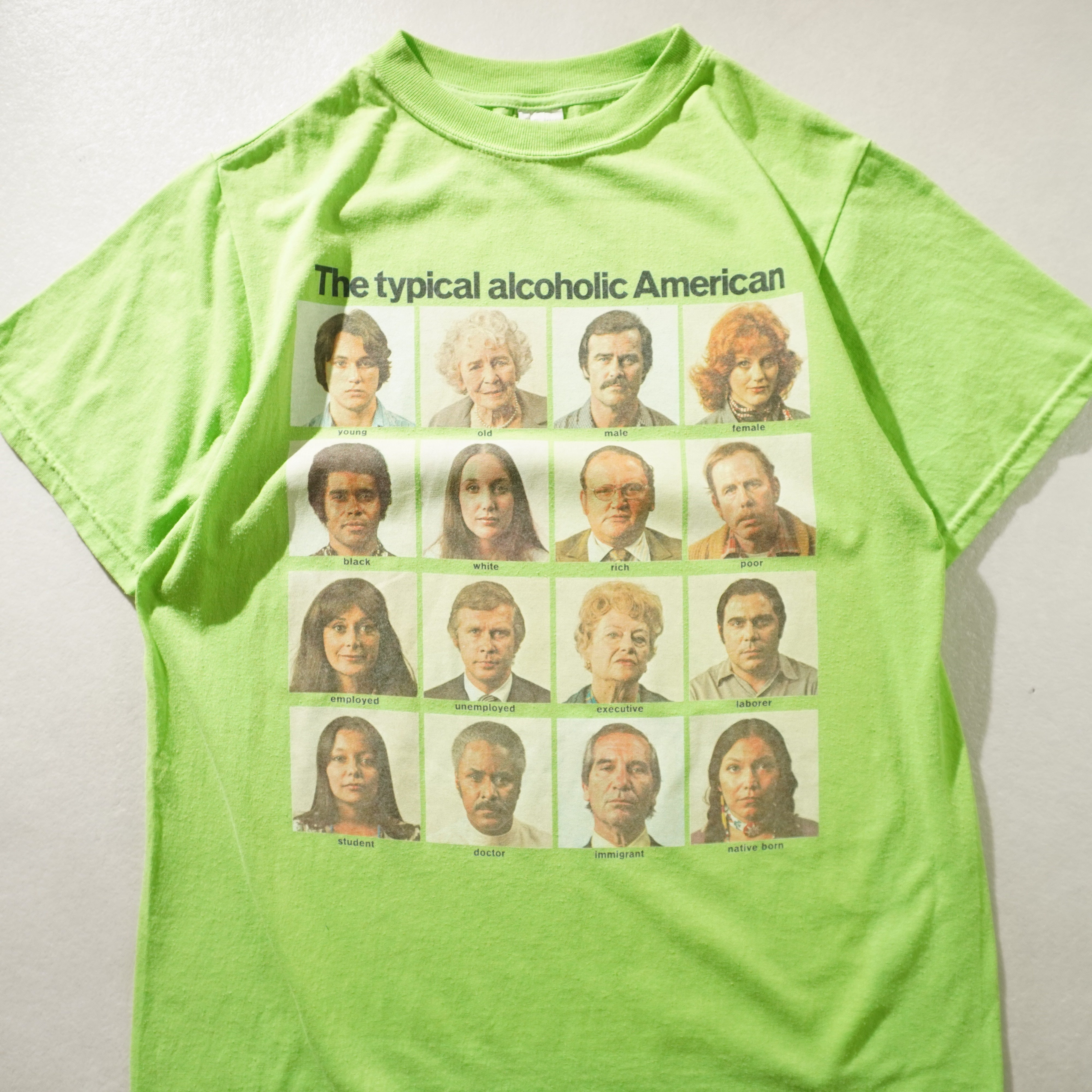 typical alcoholic american tee lime size M