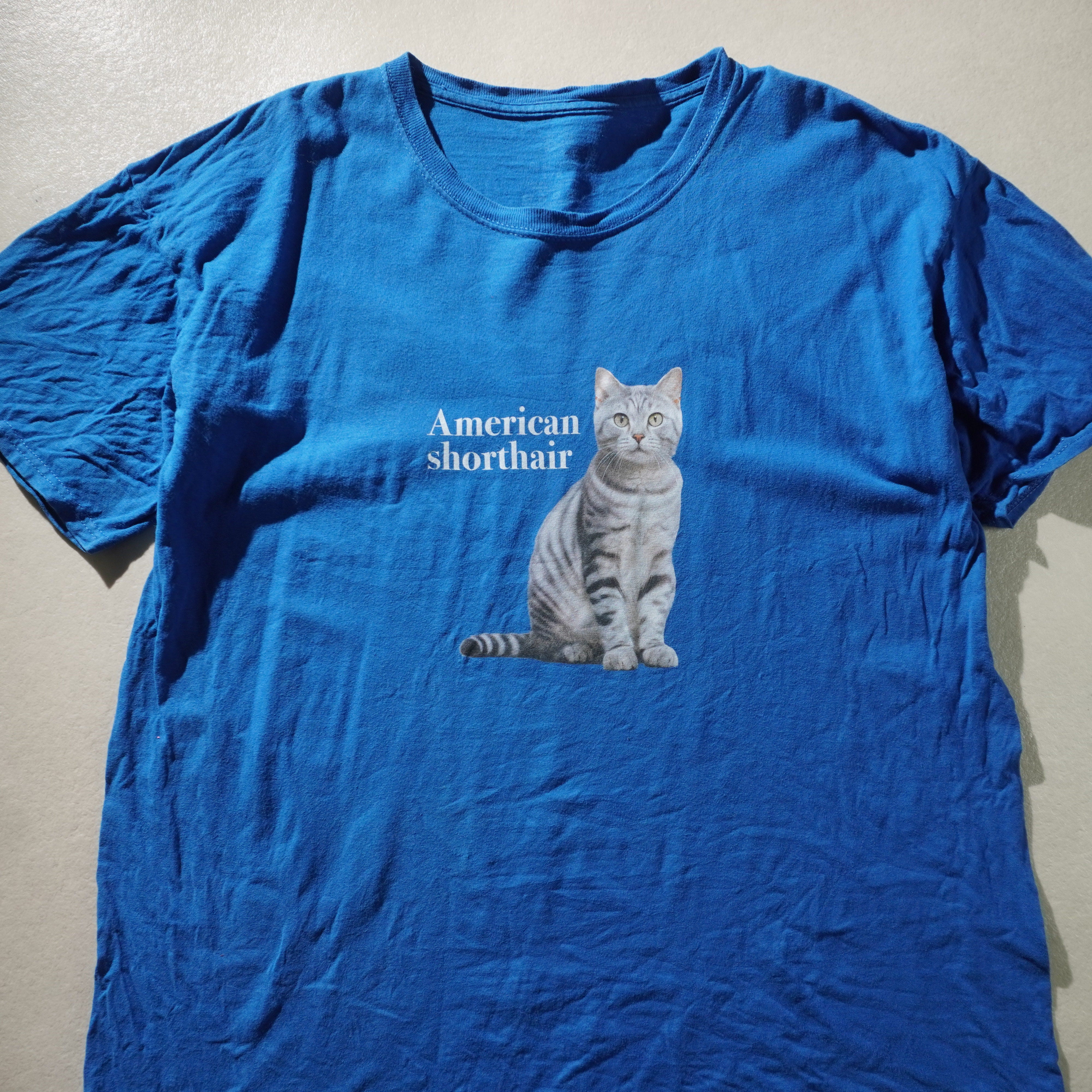 american shorthair tee blue size L