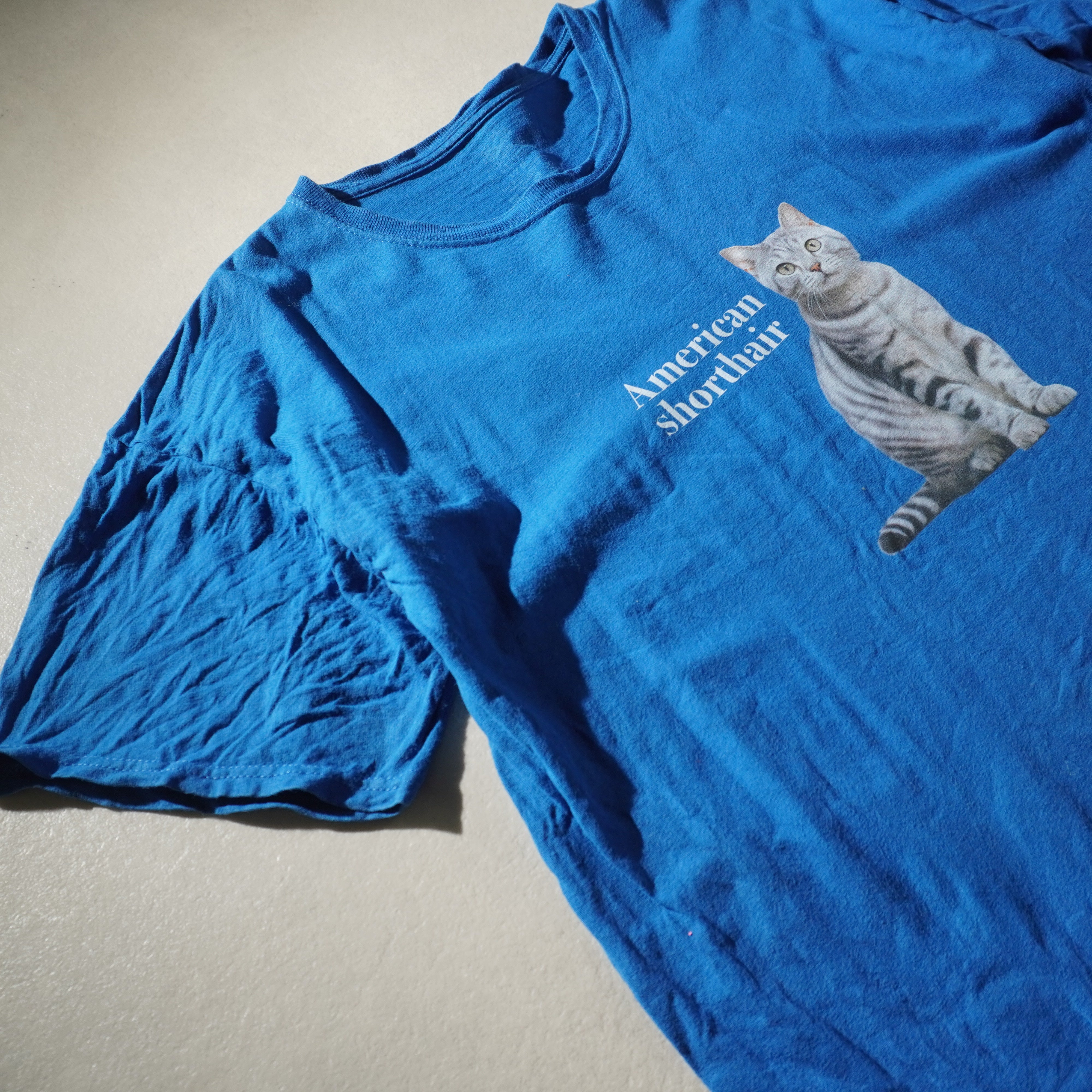 american shorthair tee blue size L